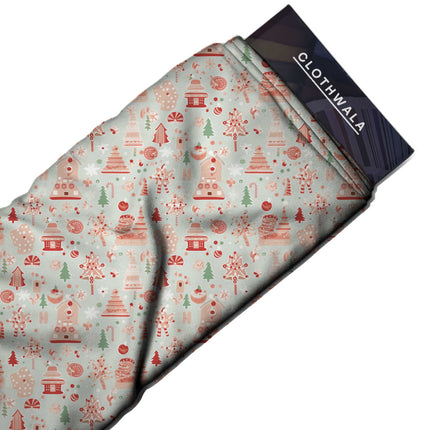 Mint Green Floral Digital Print Fabric for Dress | Regal Festival Wear - Image 4