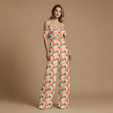 terracotta peach other all-over print pattern — large scale repeat layout