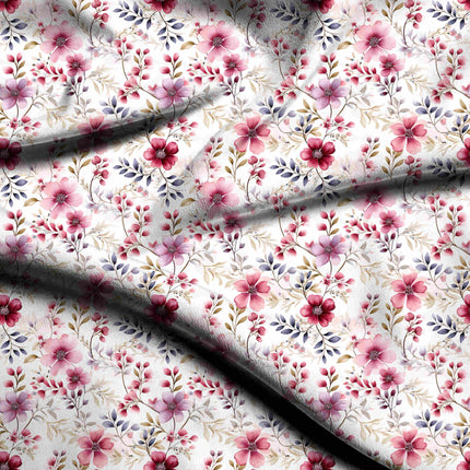 dusty rose floral digital print fabric texture — medium scale closeup
