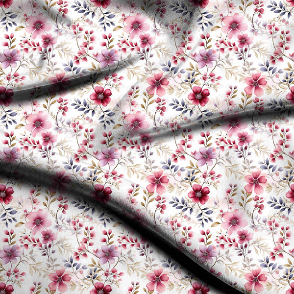Dusty Rose Delicate watercolor floral sprigs with Kurta Set Fabric