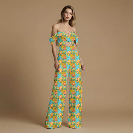 cerulean blue tropical all-over print pattern — large scale repeat layout