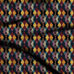mustard yellow geometric digital print fabric texture — medium scale closeup