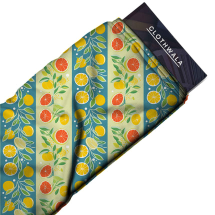 teal tropical fabric detail — matte finish digital print closeup