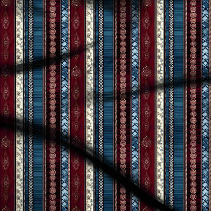 deep maroon ethnic digital print fabric texture — medium scale closeup