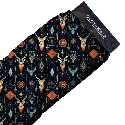 midnight blue animal all-over print pattern — large scale repeat layout