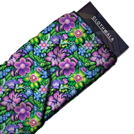 amethyst purple floral fabric detail — matte finish digital print closeup