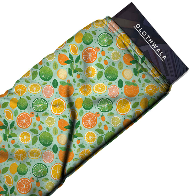 lime green floral print fabric draped — kaftan styling