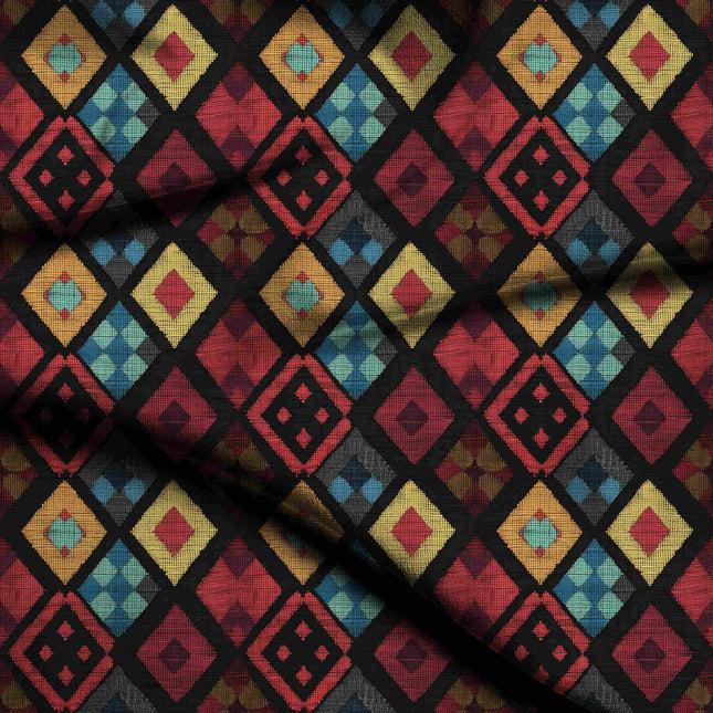 mustard yellow geometric print fabric draped — kurta styling