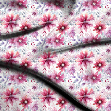 magenta floral digital print fabric texture — medium scale closeup
