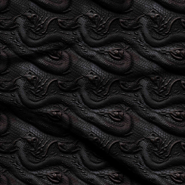 jet black animal digital print fabric texture — medium scale closeup