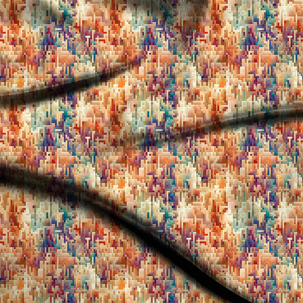 Terracotta Interlocking pixelated blocks in a Kaftan Fabric