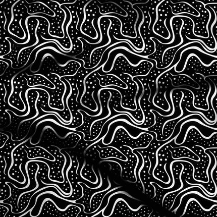 jet black abstract digital print fabric texture — medium scale closeup