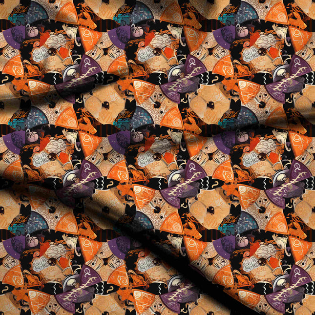 burnt sienna ethnic digital print fabric texture — large scale closeup