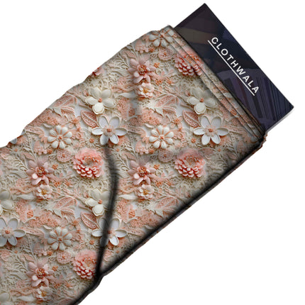 ivory cream floral all-over print pattern — medium scale repeat layout