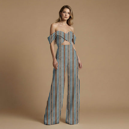 steel blue stripes fabric detail — matte finish digital print closeup