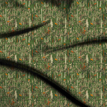 moss green animal digital print fabric texture — fine scale closeup
