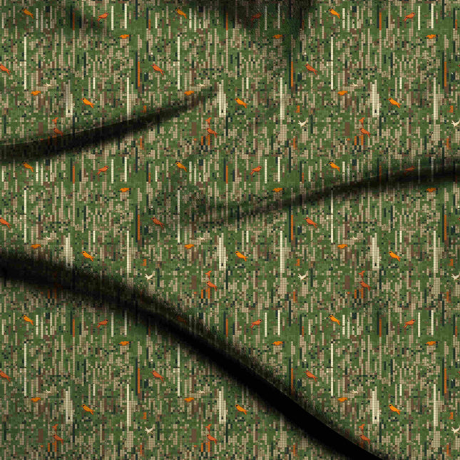 moss green animal digital print fabric texture — fine scale closeup