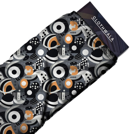 charcoal grey abstract fabric detail — textured finish digital print closeup