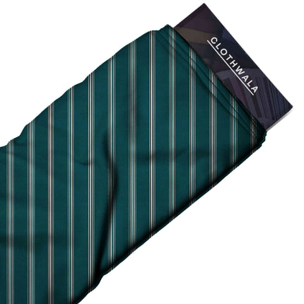 teal green stripes fabric detail — textured finish digital print closeup