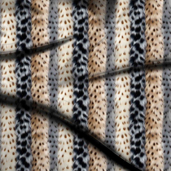 Ivory Cream Vertical stripes of multi-toned spotted Maxi Dress Fabric