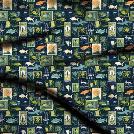 midnight blue other digital print fabric texture — medium scale closeup