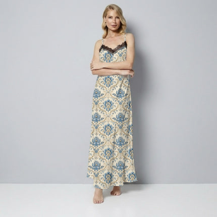 Ivory Cream Floral Digital Print Fabric for Gown | Artistic Resort Wear - Image 5