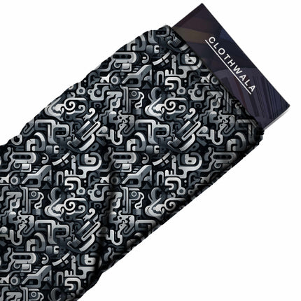 charcoal geometric print fabric draped — co-ord set styling