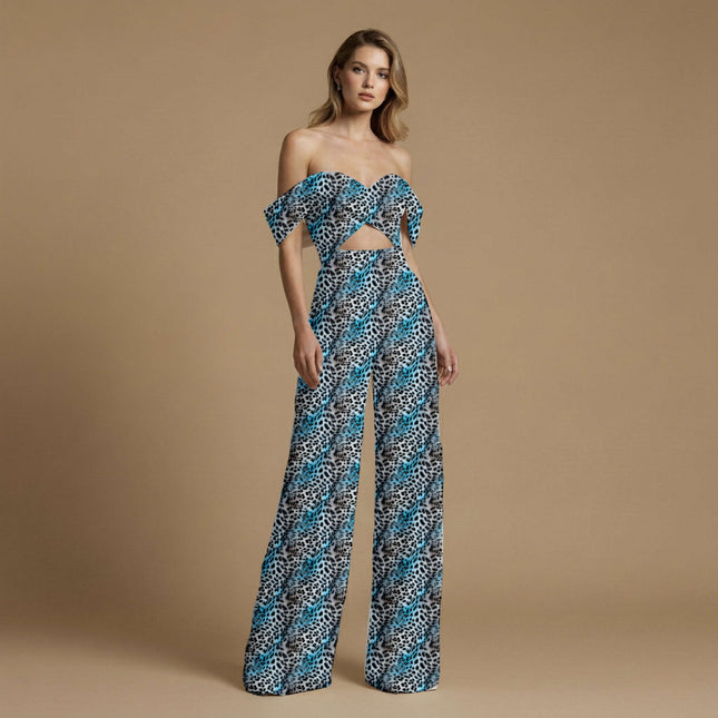 black animal print fabric draped — co-ord set styling