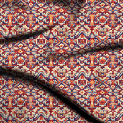 crimson red ethnic fabric detail — matte finish digital print closeup