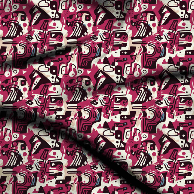 deep magenta abstract digital print fabric texture — large scale closeup