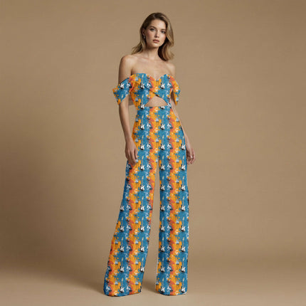 cobalt blue abstract print fabric draped — saree blouse styling