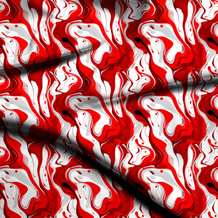scarlet red abstract digital print fabric texture — large scale closeup