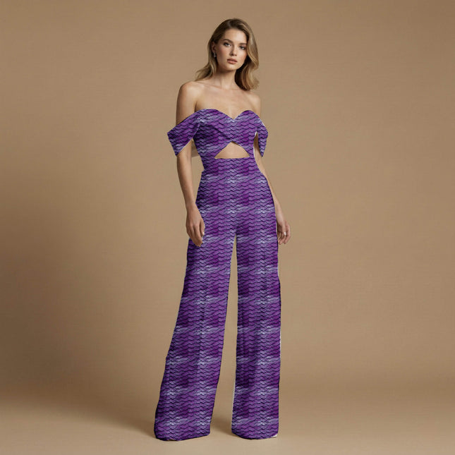 royal purple animal print fabric draped — corset styling