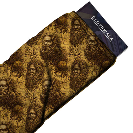mustard yellow floral print fabric draped — kaftan styling