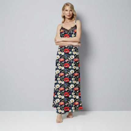 Navy Blue Floral Digital Print Fabric for Set | Urban Festival Wear - Image 7
