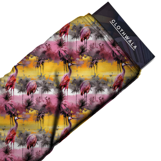 Vibrant Yellow Floral Digital Print Fabric | Luxe leopard print | Viscose Crepe Print - Image 2