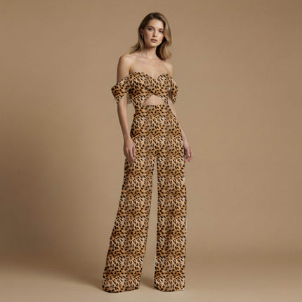 golden tan animal print fabric draped — kurti styling