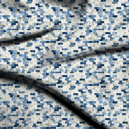 cobalt blue geometric print fabric draped — saree blouse styling