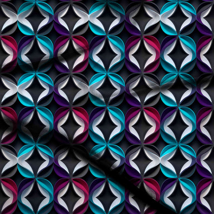 electric teal geometric digital print fabric texture — medium scale closeup
