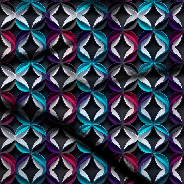 electric teal geometric digital print fabric texture — medium scale closeup