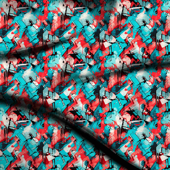 cyan abstract digital print fabric texture — large scale closeup