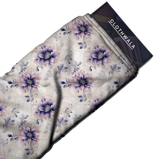 amethyst purple floral print fabric draped — kurta set styling