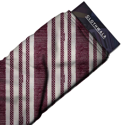burgundy stripes fabric detail — textured finish digital print closeup