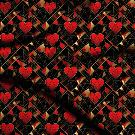 crimson red geometric digital print fabric texture — medium scale closeup