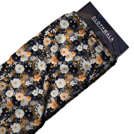 ivory cream floral all-over print pattern — large scale repeat layout