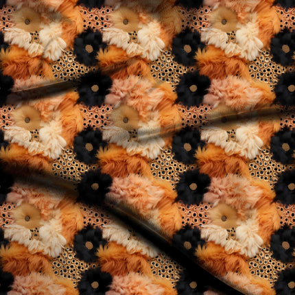jet black floral fabric detail — textured finish digital print closeup