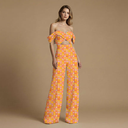 marigold orange floral fabric detail — embossed finish digital print closeup