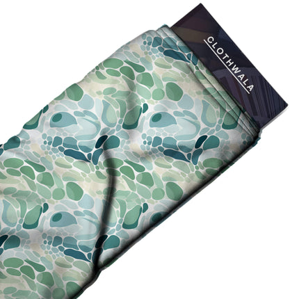 sage green abstract print fabric draped — maxi dress styling