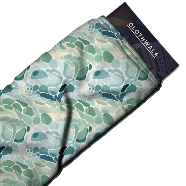 sage green abstract print fabric draped — maxi dress styling