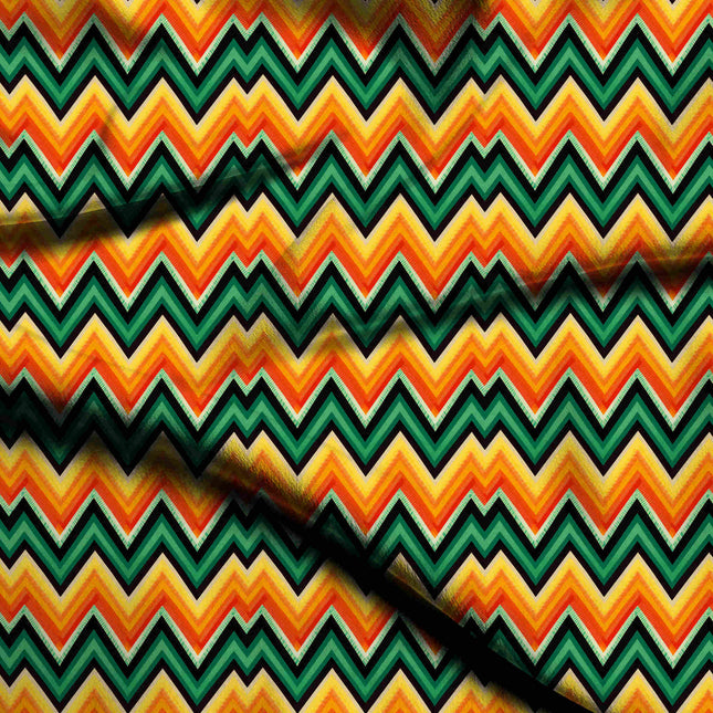 Forest Green Geometric Digital Print Fabric | Kaftan Co-Ord Dress | Psychedelic Festival Wear | Old Money Style | Viscose Modal Satin - 2060